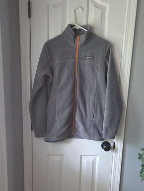 Columbia Gray Fleece Jacket with Orange Zipper